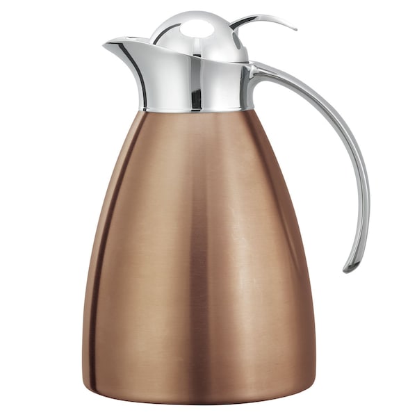 Marquette Series Push Button Stainless Vacuum Insulated Carafe, 33.8 Ounce, Rose Gold